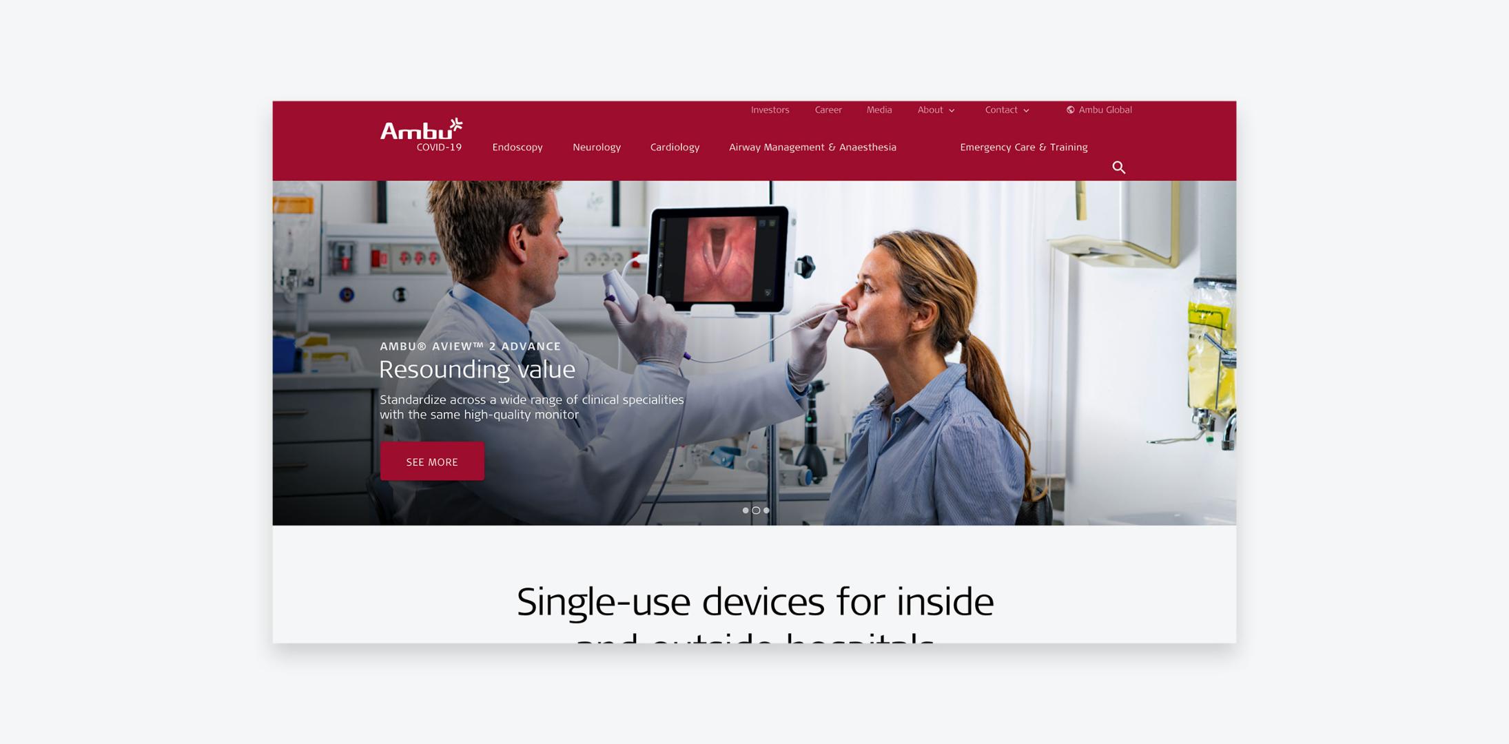 Forside på Ambus website