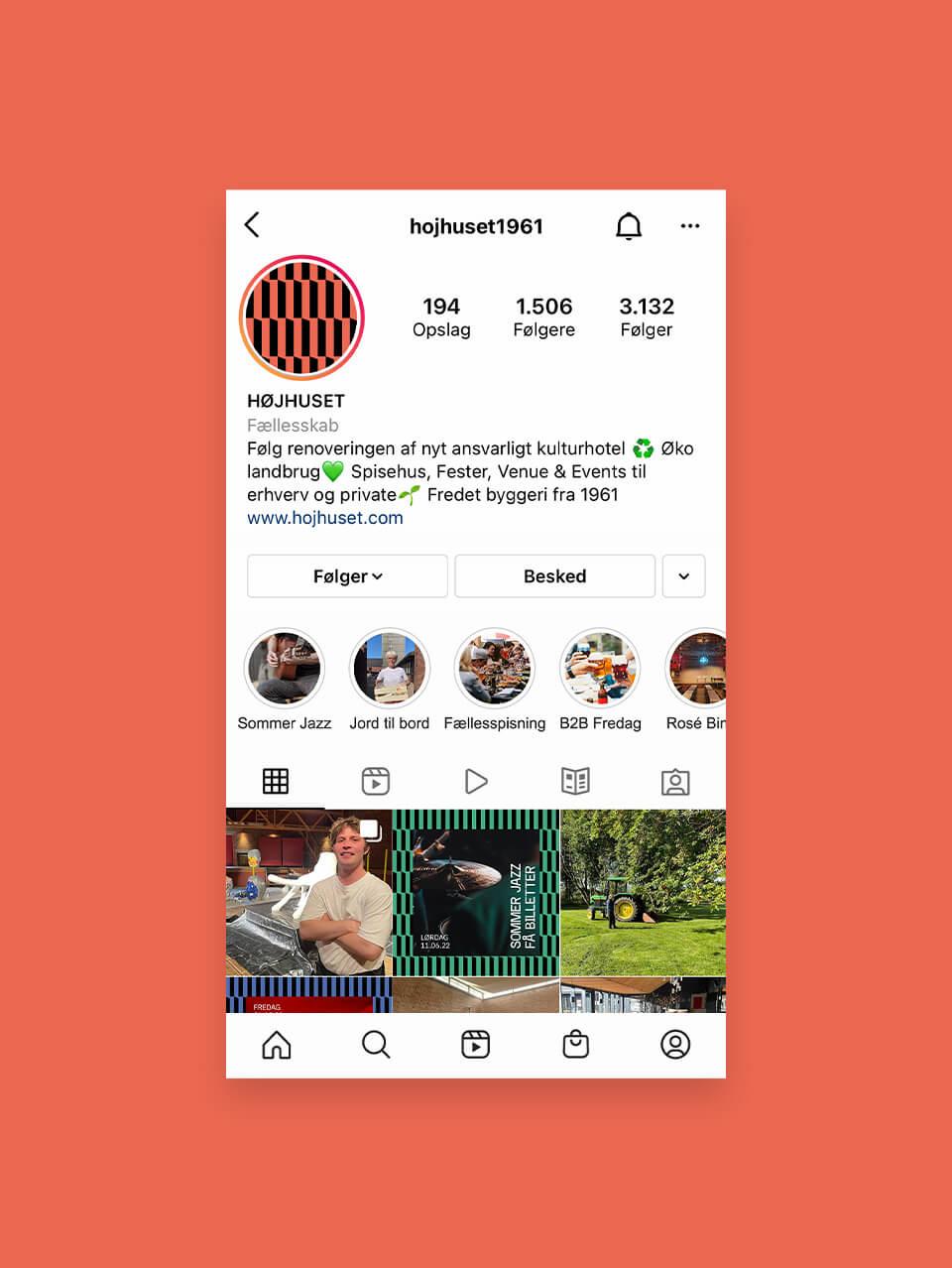 Mobilvisning af Højhusets Instagram profil